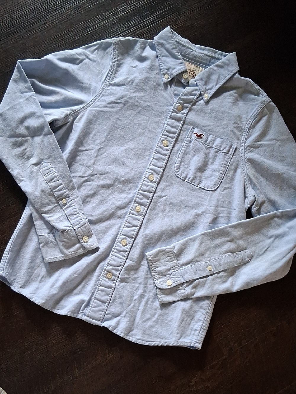 Hollister Men's Pale Blue Button-Down Shirt